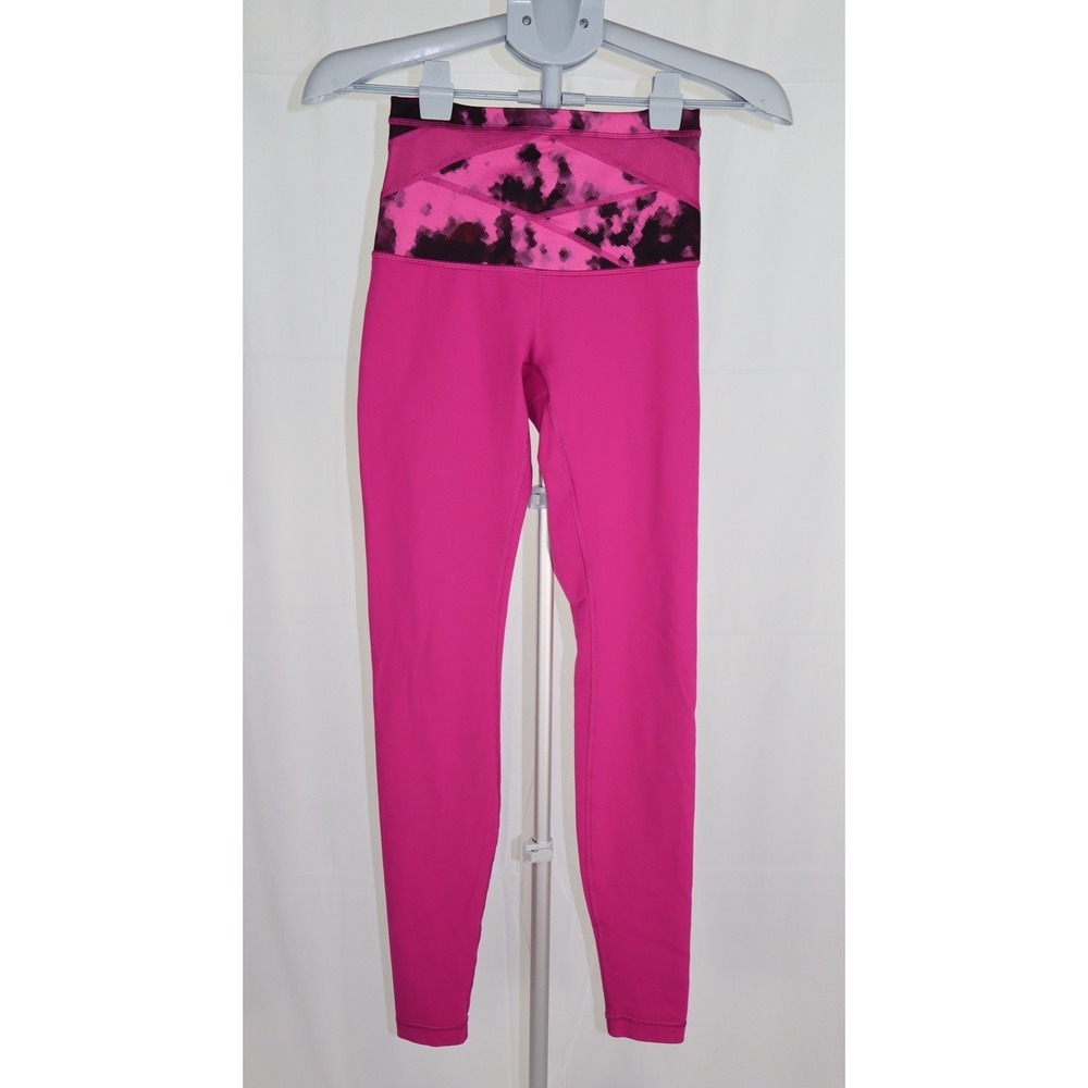 Lululemon Size 6 Wunder Under High Rise Blooming Pixie Raspberry Pink Leggings